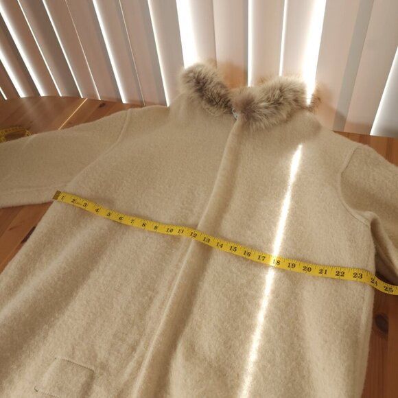 Vintage Hudson's Bay Cream Wool Hooded Coat Fur Trim Winter L - Picture 6 of 10